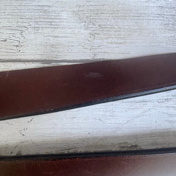 Coach Leather Belt Sz 32” Brown Silver Solid Brass Made in Italy Classic Unisex - Picture 10 of 13